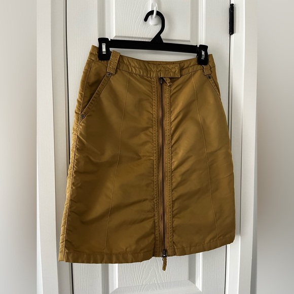 JNBY Gold Skirt Full Front Zip Size 160 Pockets Vintage Y2K - Picture 1 of 13